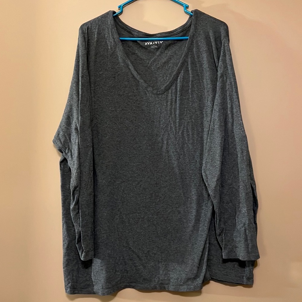 Ava & Viv gray long sleeve tee, sz 4X